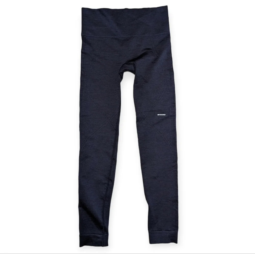 Myogrid Navy  Blue Compression Textured Tights Workout Pants XS Womans